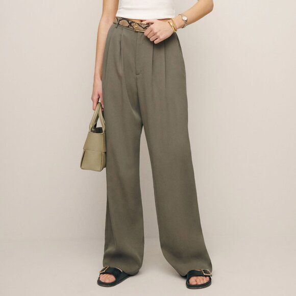 Reformation Pants - New Reformation Mason Wide Leg Tencel Trouser Poppyseed Green 0 $198